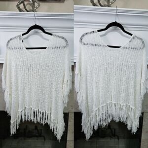 New York & Company Ivory Knit Poncho